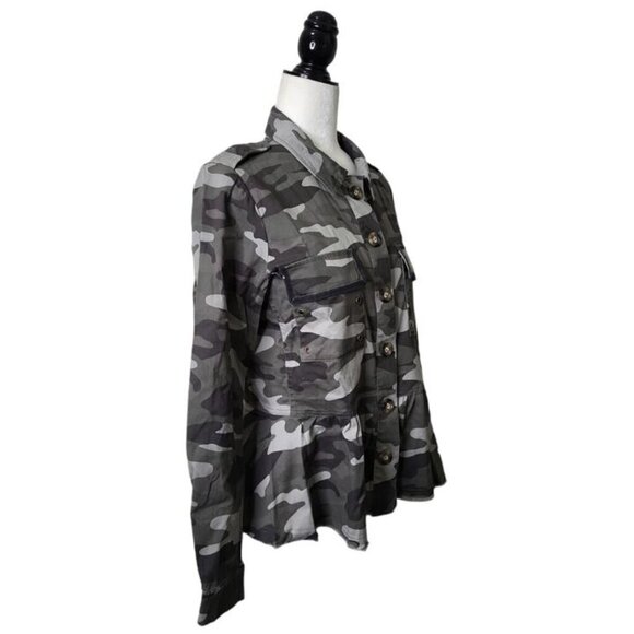 Knox Rose Women's Shirt Size M Tunic Camo Long Sleeve Frayed Hem - Picture 2 of 6